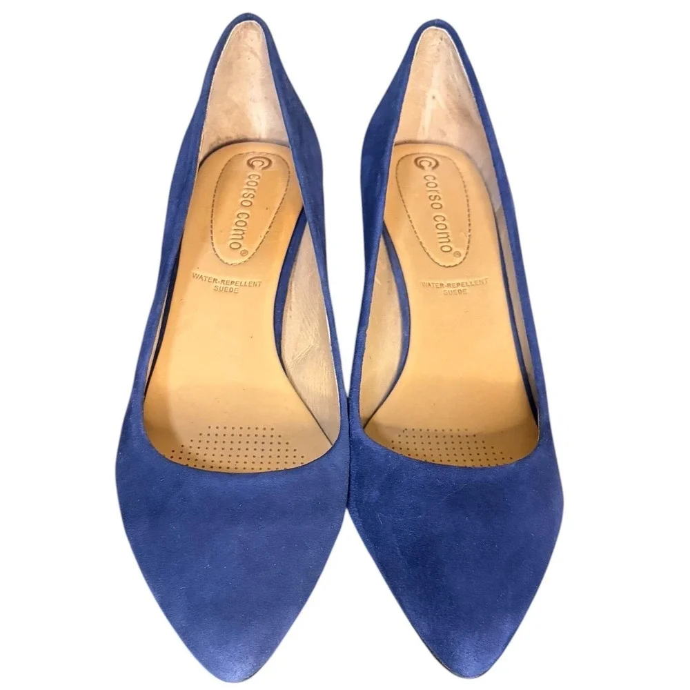 NWOT Corso Como Blue Suede Pumps Block Heel Pointed Toe Women's‎ Size 8M